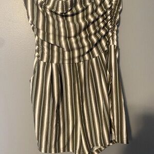 Justify Olive and White Striped Jumpsuit